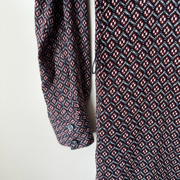 LOFT Petite Shirt Dress with Navy / Burgundy Pattern - Picture 7 of 11